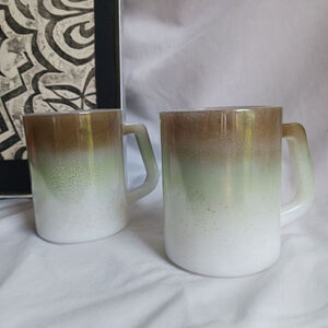 Vintage Federal Mesa Milk Glass Coffee Mug Set of Two